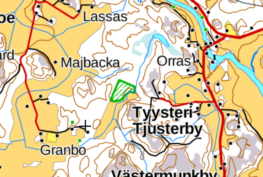 Kartta Tomteskogin lähitienoista